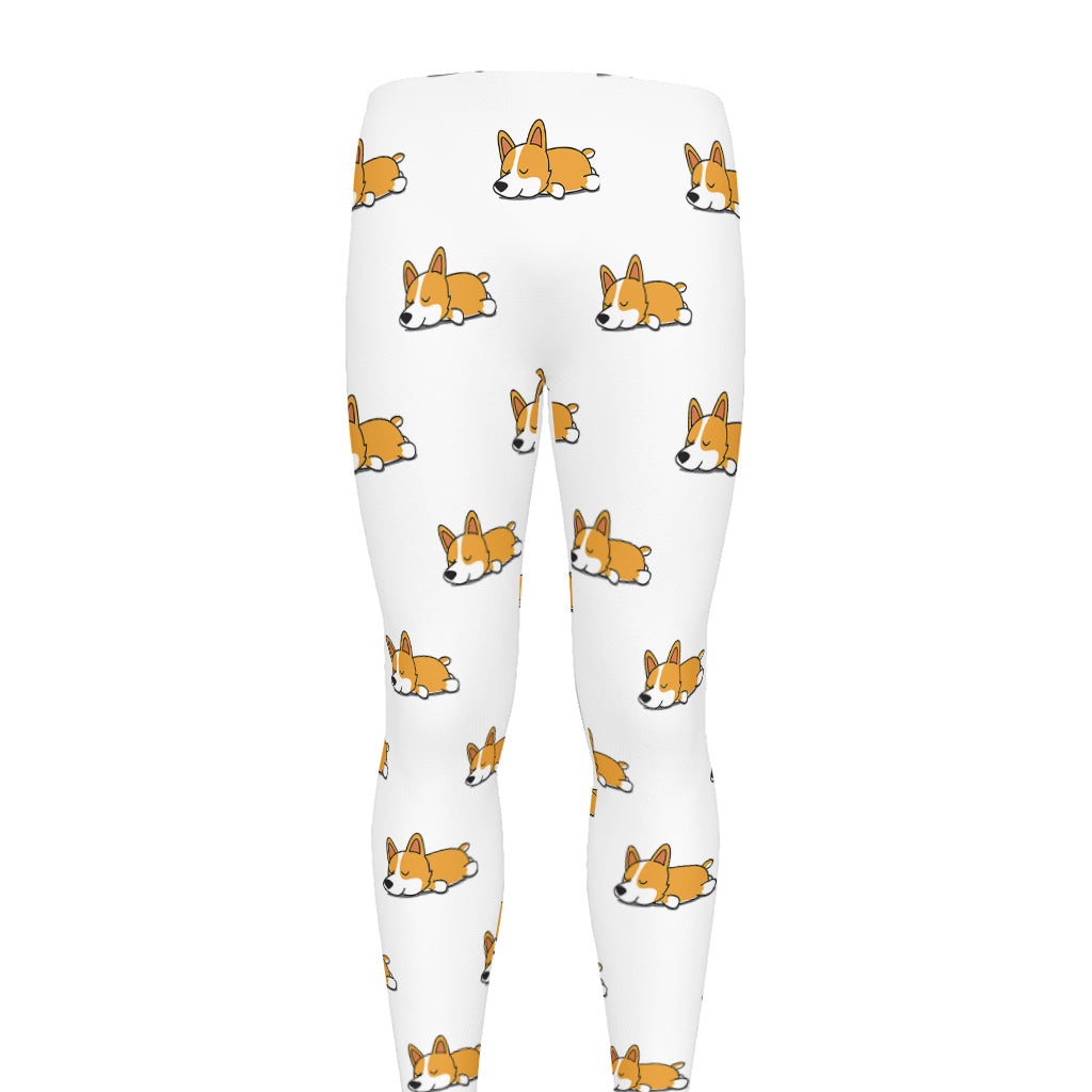 Sleeping Corgi Pattern Print Men's leggings
