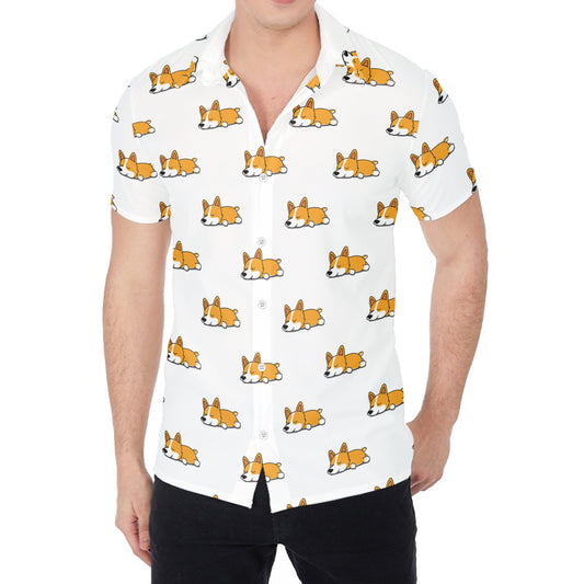 Sleeping Corgi Pattern Print Men's Shirt