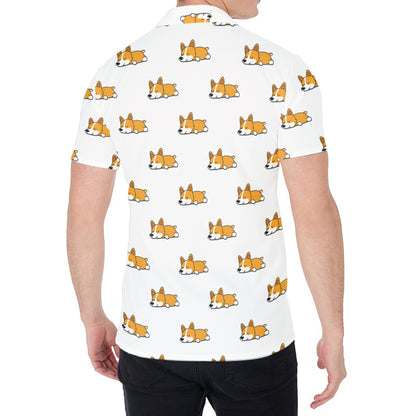 Sleeping Corgi Pattern Print Men's Shirt