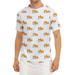 Sleeping Corgi Pattern Print Men's Short Sleeve Rash Guard