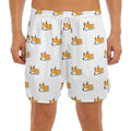 Sleeping Corgi Pattern Print Men's Split Running Shorts