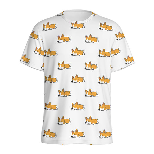 Sleeping Corgi Pattern Print Men's Sports T-Shirt