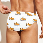 Sleeping Corgi Pattern Print Men's Swim Briefs