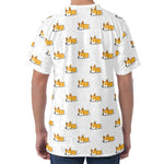 Sleeping Corgi Pattern Print Men's Velvet T-Shirt