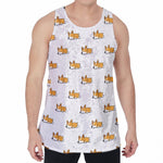 Sleeping Corgi Pattern Print Men's Velvet Tank Top