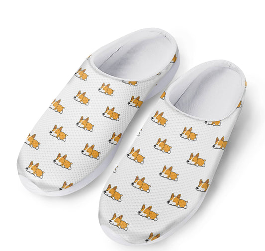 Sleeping Corgi Pattern Print Mesh Casual Shoes