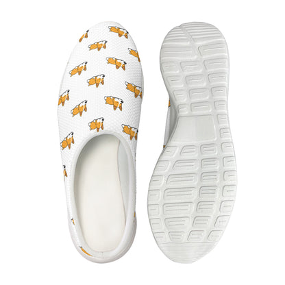 Sleeping Corgi Pattern Print Mesh Casual Shoes