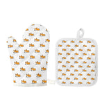 Sleeping Corgi Pattern Print Oven Mitt And Pot Holder Set