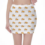 Sleeping Corgi Pattern Print Pencil Mini Skirt