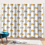 Sleeping Corgi Pattern Print Pencil Pleat Curtains