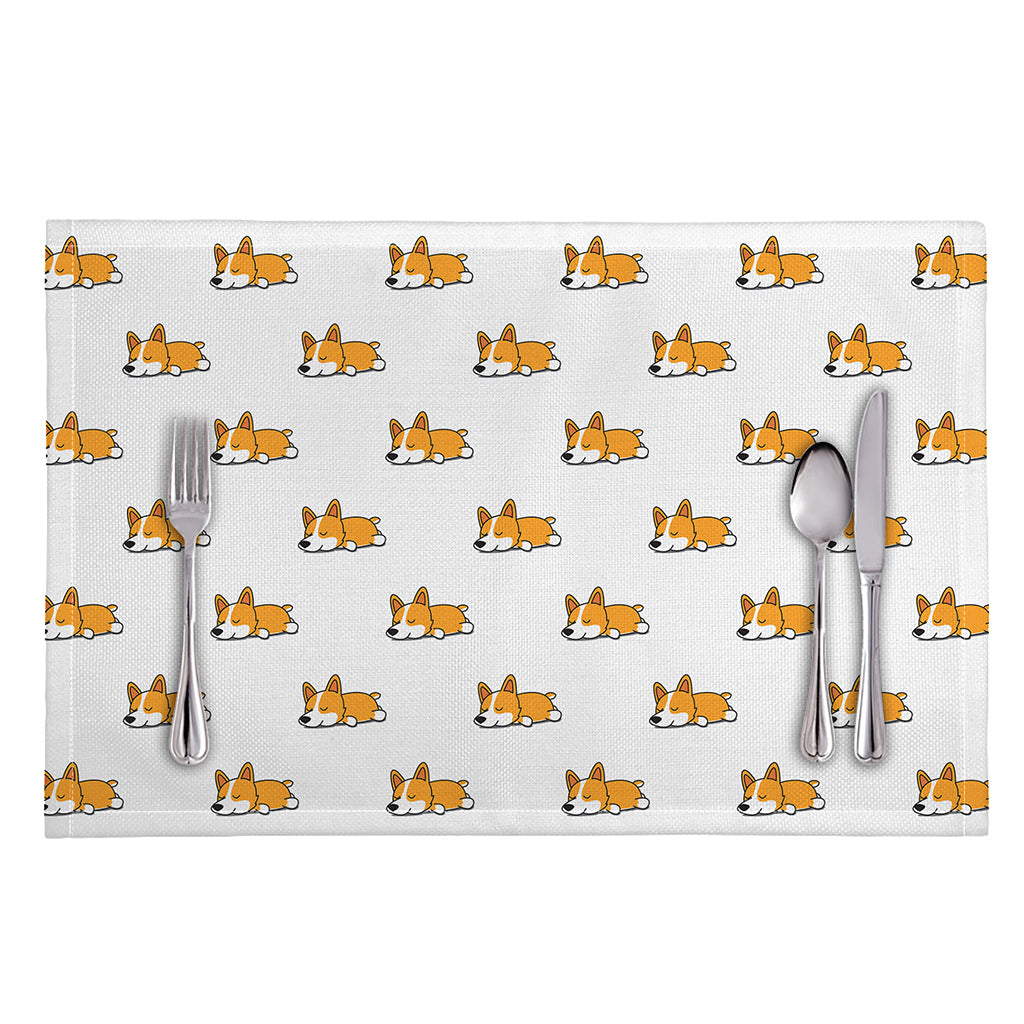 Sleeping Corgi Pattern Print Placemat
