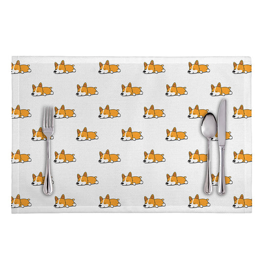 Sleeping Corgi Pattern Print Placemat