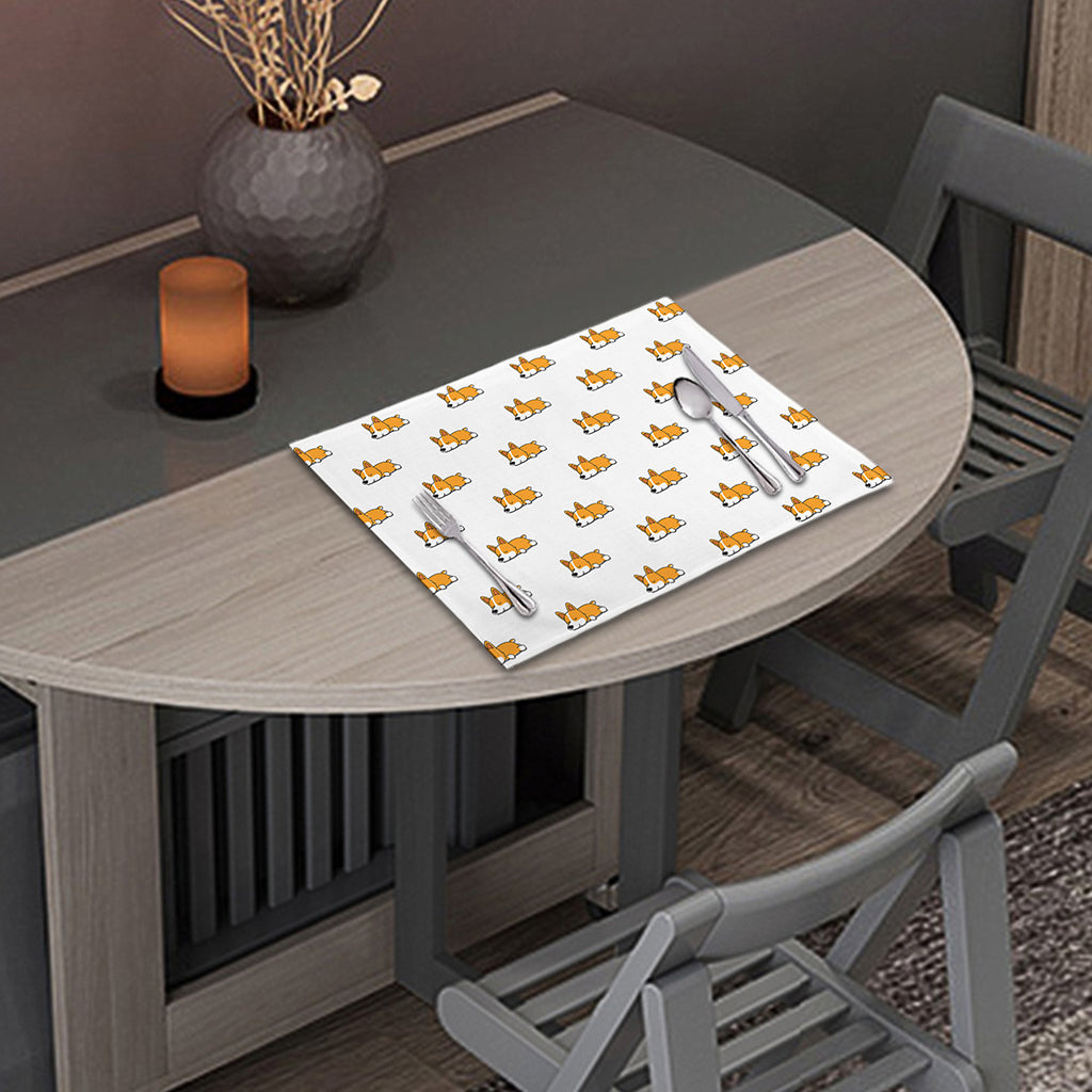 Sleeping Corgi Pattern Print Placemat