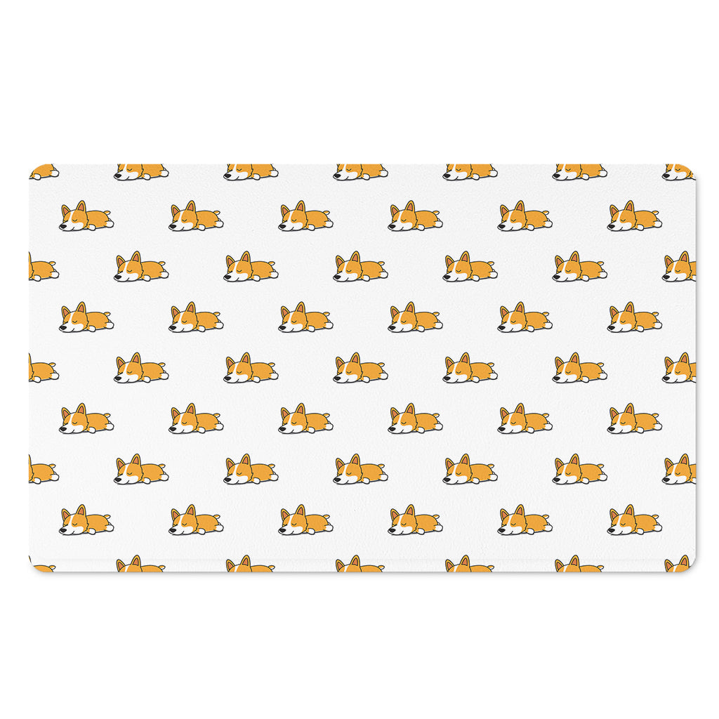 Sleeping Corgi Pattern Print Polyester Doormat