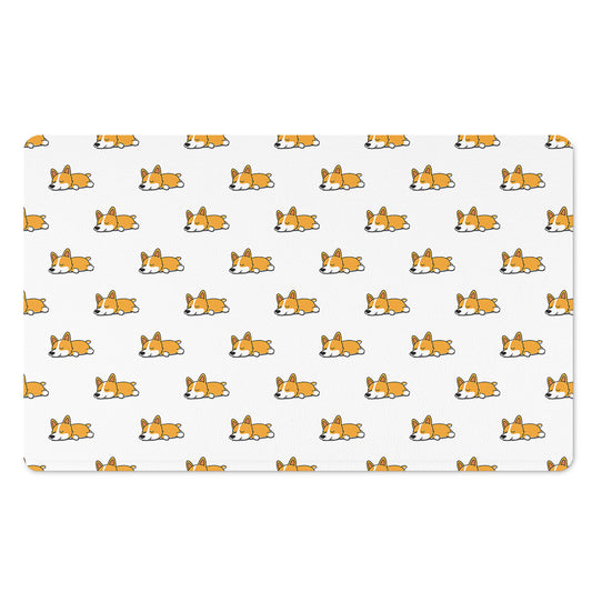 Sleeping Corgi Pattern Print Polyester Doormat
