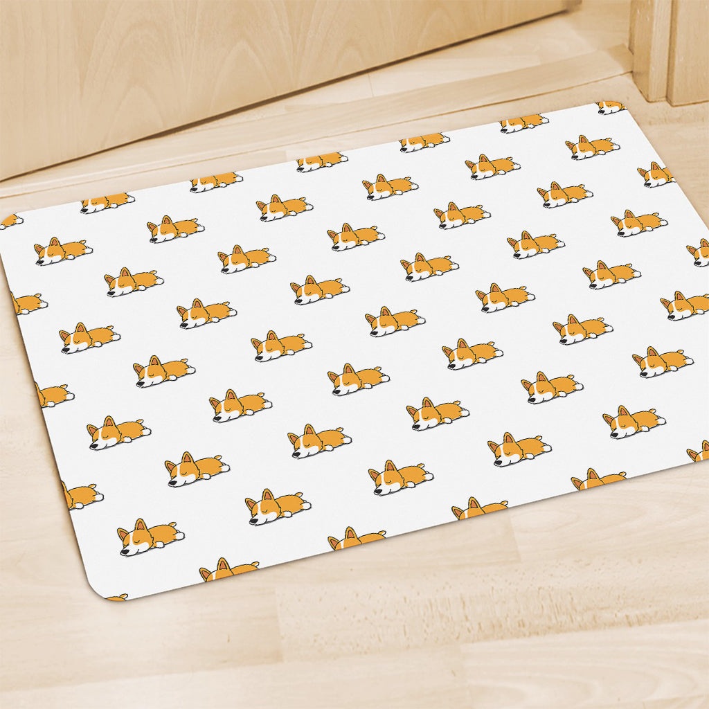 Sleeping Corgi Pattern Print Polyester Doormat