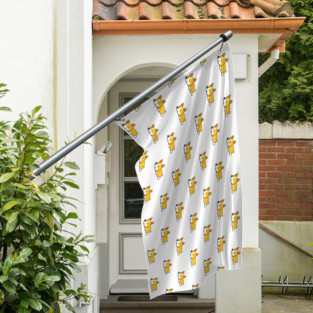 Sleeping Corgi Pattern Print Polyester Flag