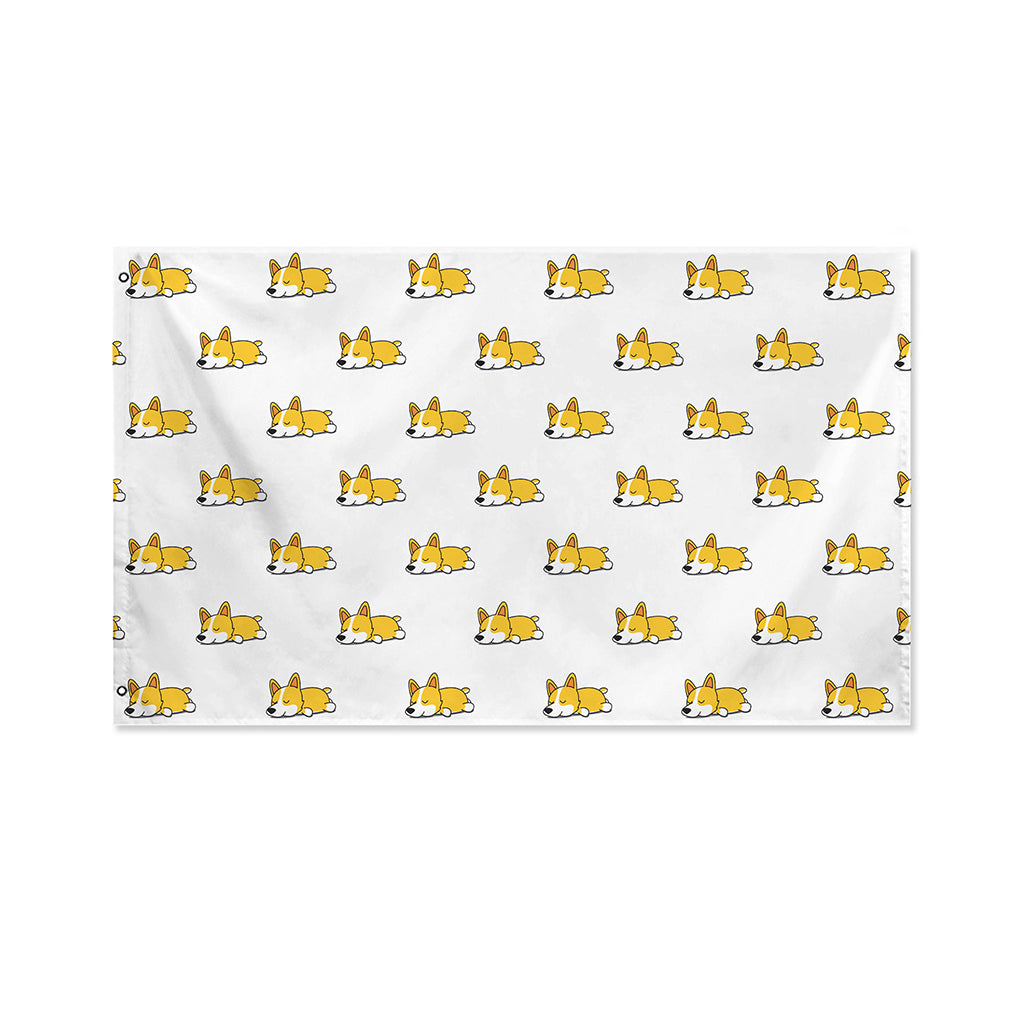 Sleeping Corgi Pattern Print Polyester Flag