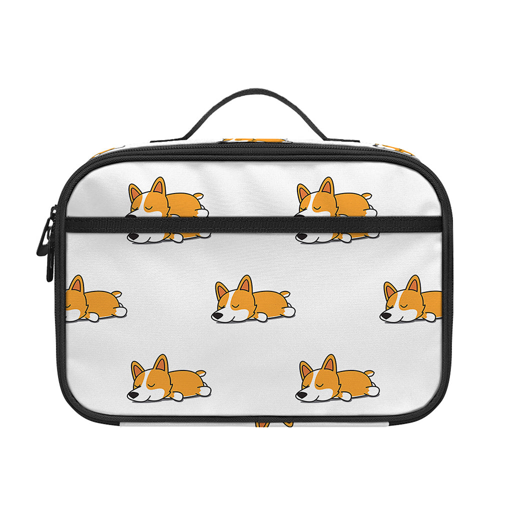 Sleeping Corgi Pattern Print Portable Lunch Bag