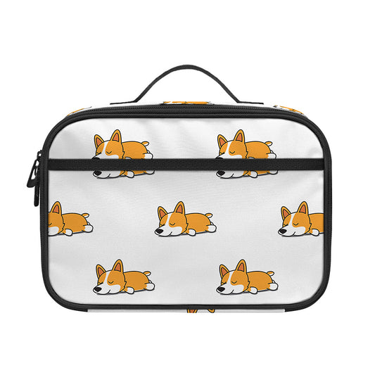 Sleeping Corgi Pattern Print Portable Lunch Bag