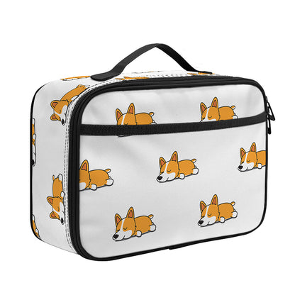 Sleeping Corgi Pattern Print Portable Lunch Bag