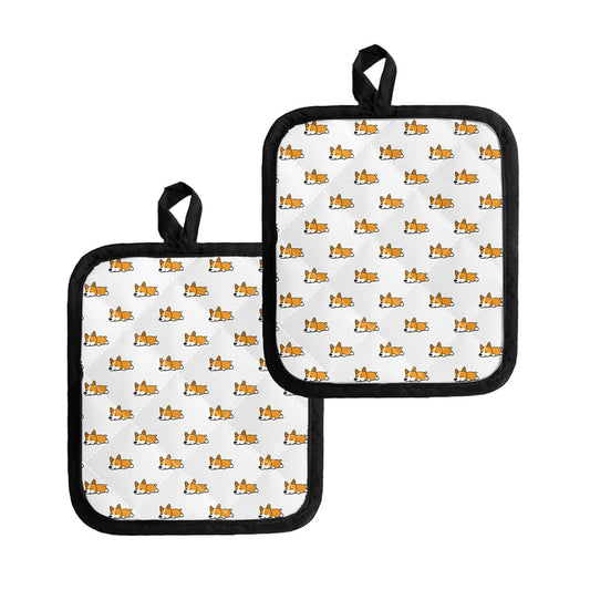 Sleeping Corgi Pattern Print Pot Holders
