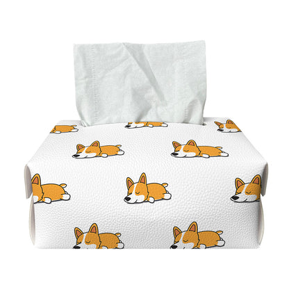 Sleeping Corgi Pattern Print Rectangle Tissue Box Cover