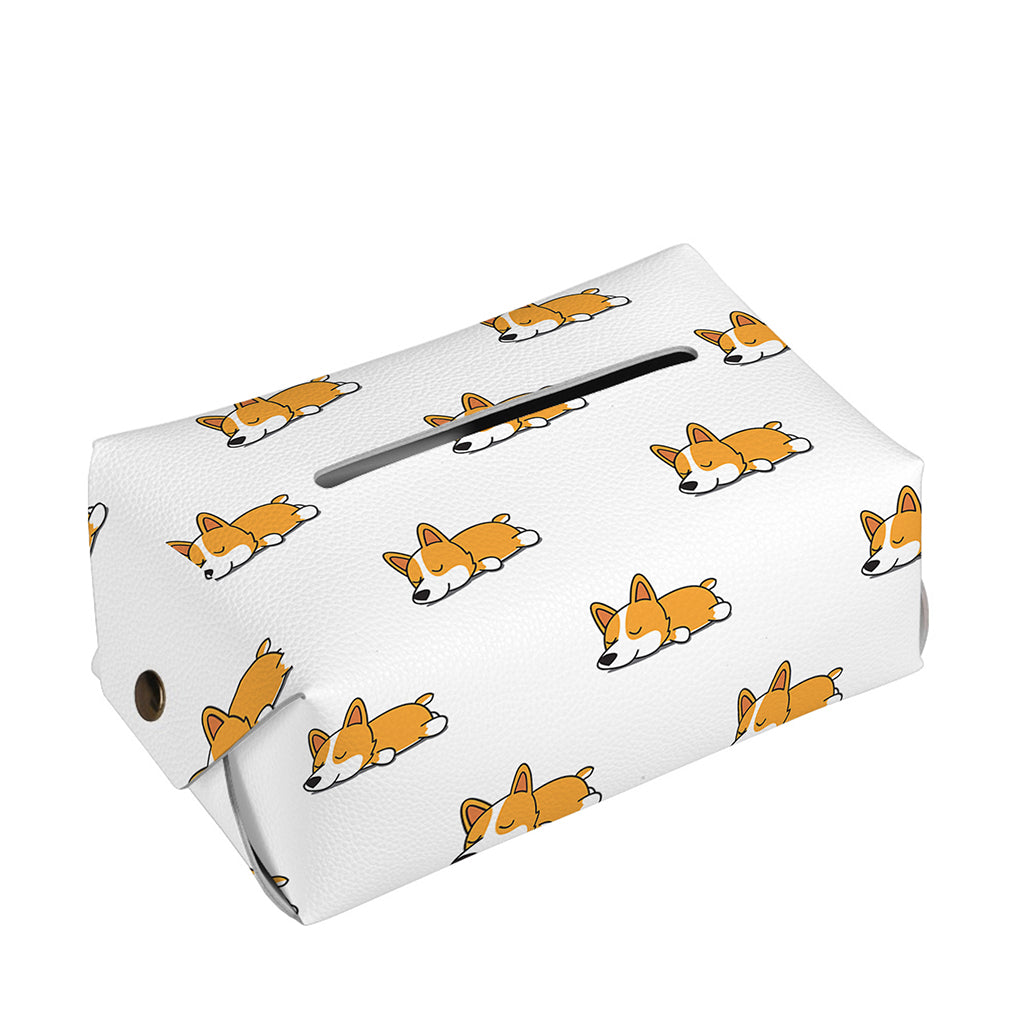 Sleeping Corgi Pattern Print Rectangle Tissue Box Cover