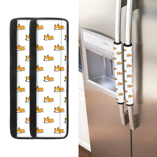 Sleeping Corgi Pattern Print Refrigerator Handle Covers