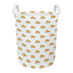 Sleeping Corgi Pattern Print Round Laundry Basket