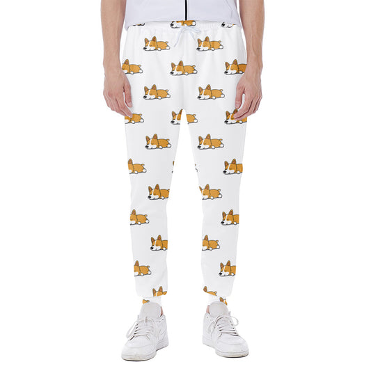 Sleeping Corgi Pattern Print Scuba Joggers