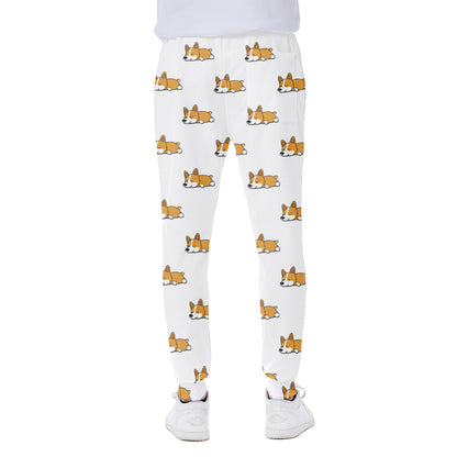 Sleeping Corgi Pattern Print Scuba Joggers
