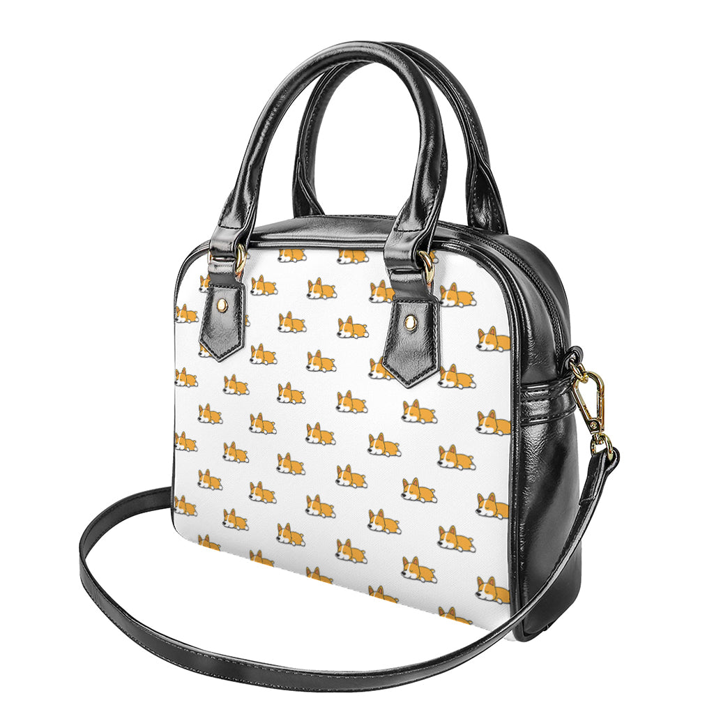 Sleeping Corgi Pattern Print Shoulder Handbag