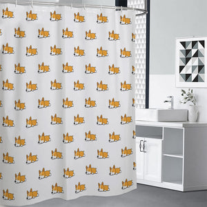 Sleeping Corgi Pattern Print Shower Curtain