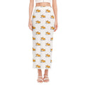 Sleeping Corgi Pattern Print Side Slit Maxi Skirt