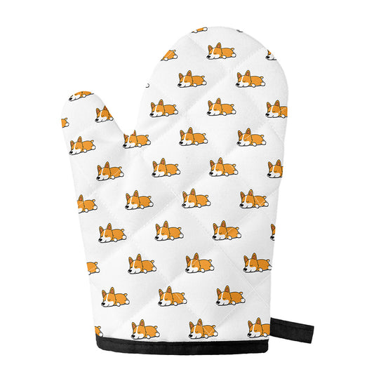Sleeping Corgi Pattern Print Single Oven Mitt