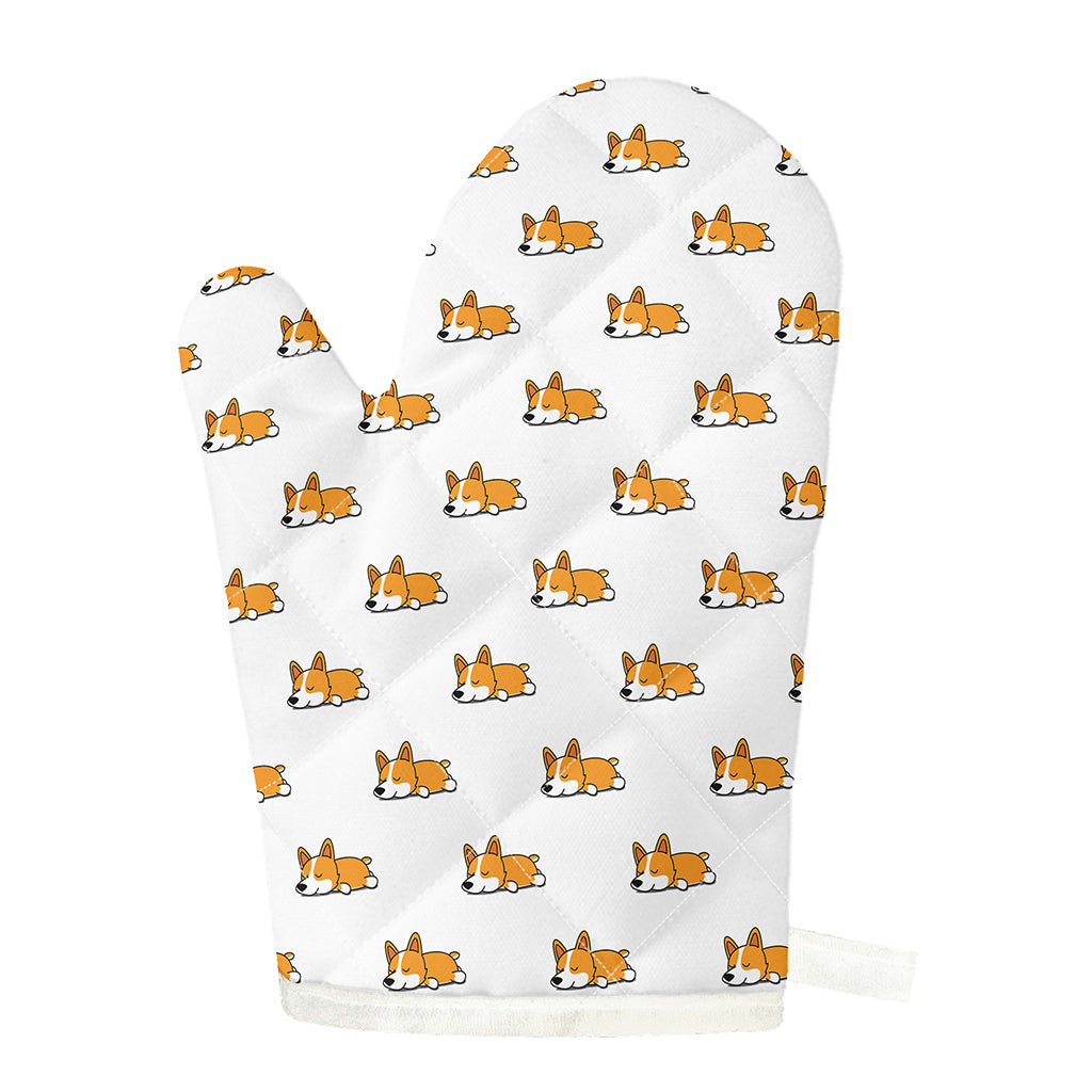Sleeping Corgi Pattern Print Single Oven Mitt