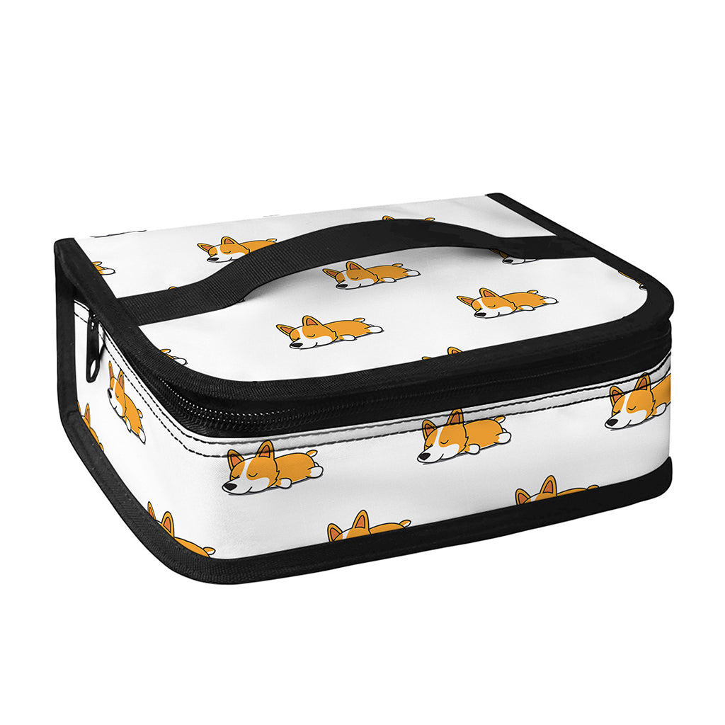 Sleeping Corgi Pattern Print Small Lunch Bag