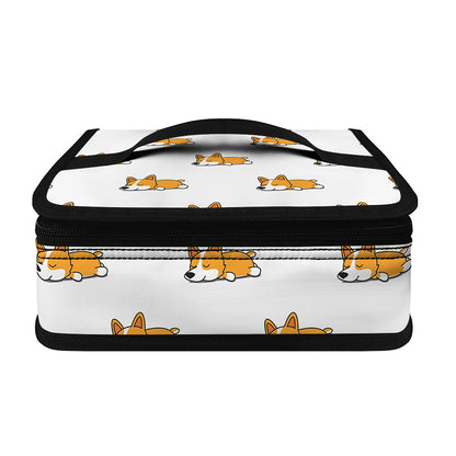Sleeping Corgi Pattern Print Small Lunch Bag