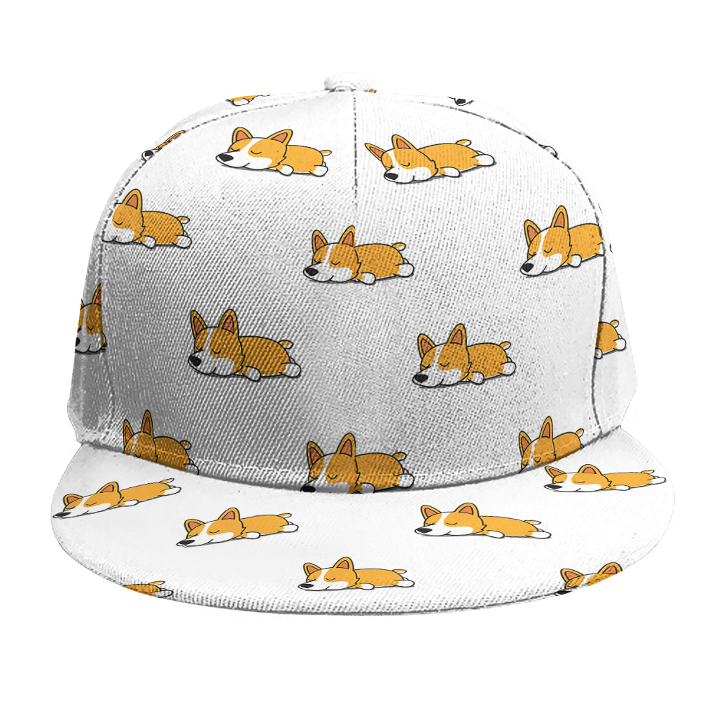 Sleeping Corgi Pattern Print Snapback Cap