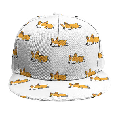 Sleeping Corgi Pattern Print Snapback Cap