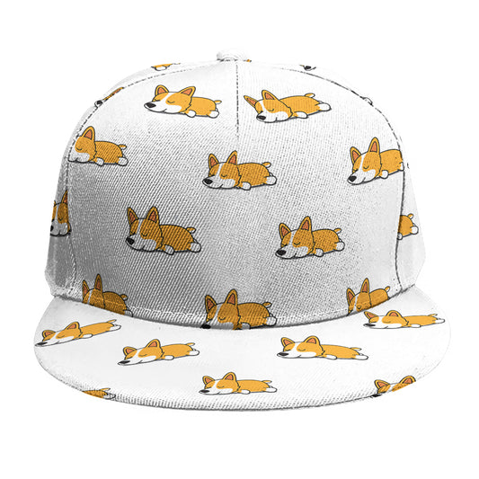 Sleeping Corgi Pattern Print Snapback Cap