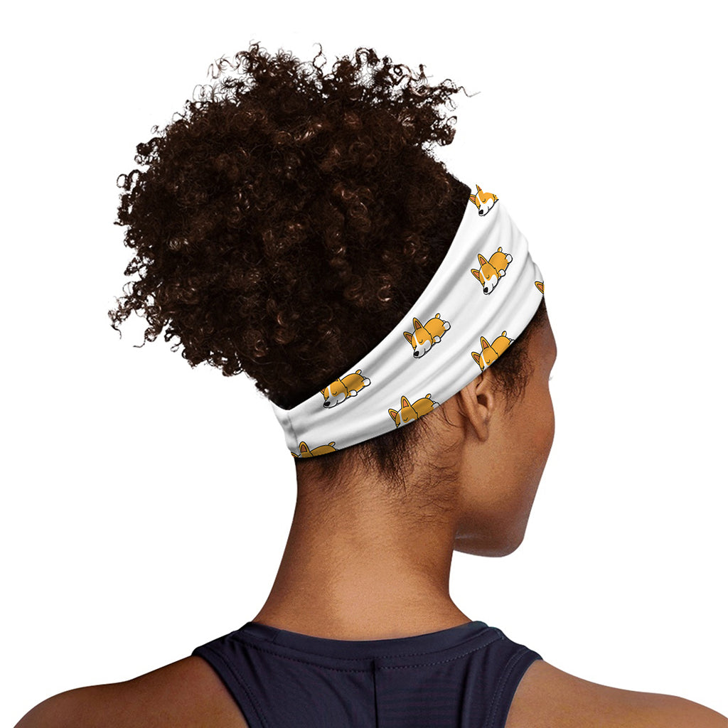Sleeping Corgi Pattern Print Sports Headband