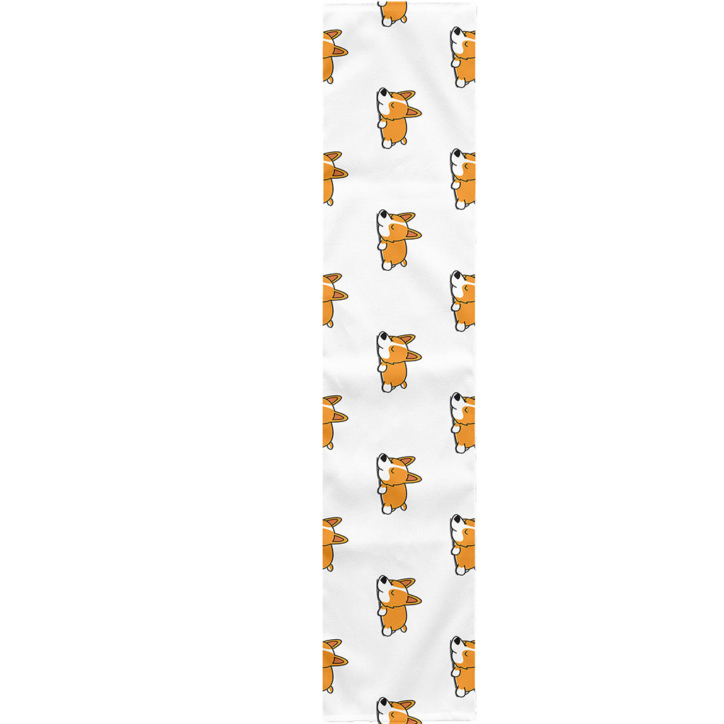 Sleeping Corgi Pattern Print Table Runner