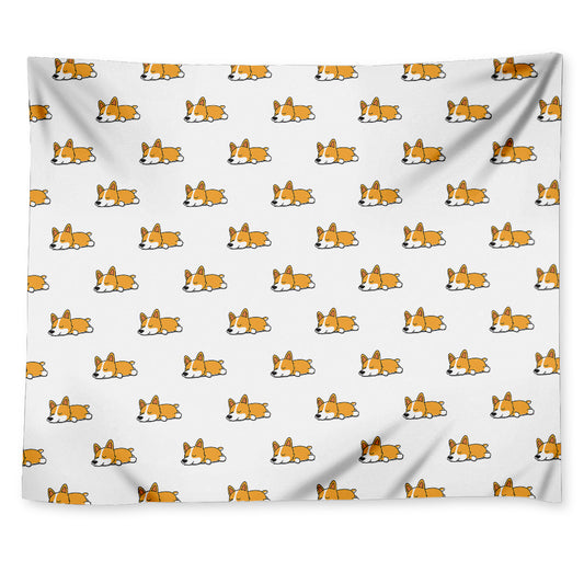 Sleeping Corgi Pattern Print Tapestry