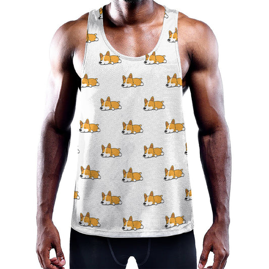 Sleeping Corgi Pattern Print Training Tank Top