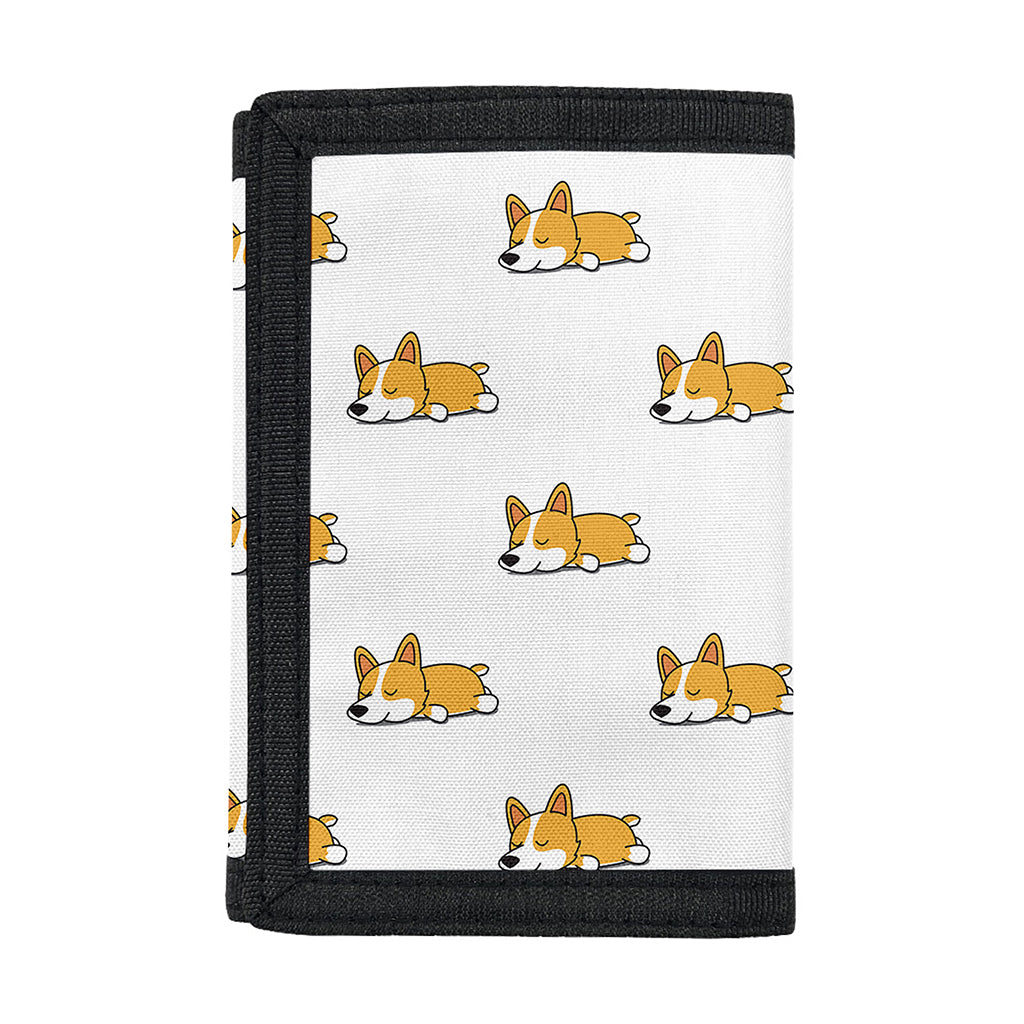 Sleeping Corgi Pattern Print Trifold Wallet