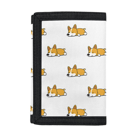 Sleeping Corgi Pattern Print Trifold Wallet