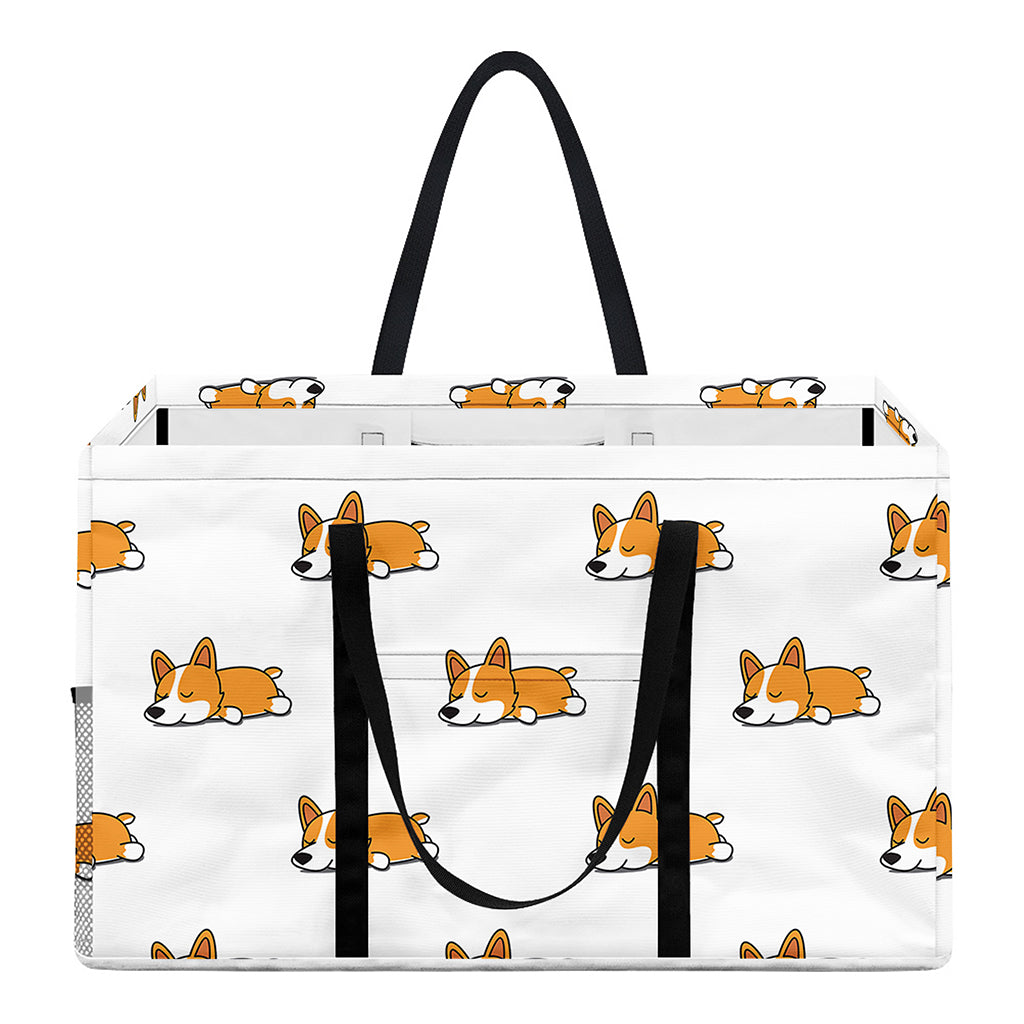 Sleeping Corgi Pattern Print Utility Tote Bag