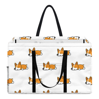 Sleeping Corgi Pattern Print Utility Tote Bag